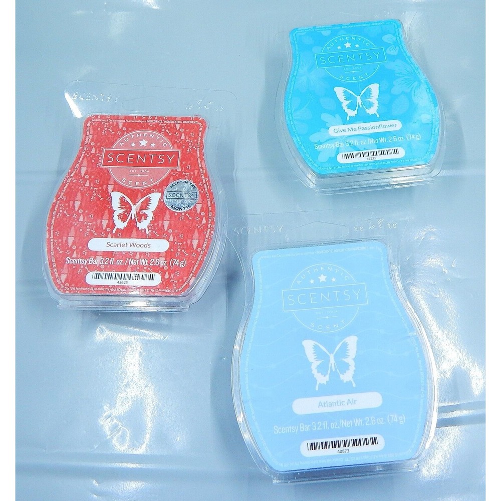Scentsy Wax Bars Variety Partials Lot 3 Scarlet Woods, Passionflower, Atlantic